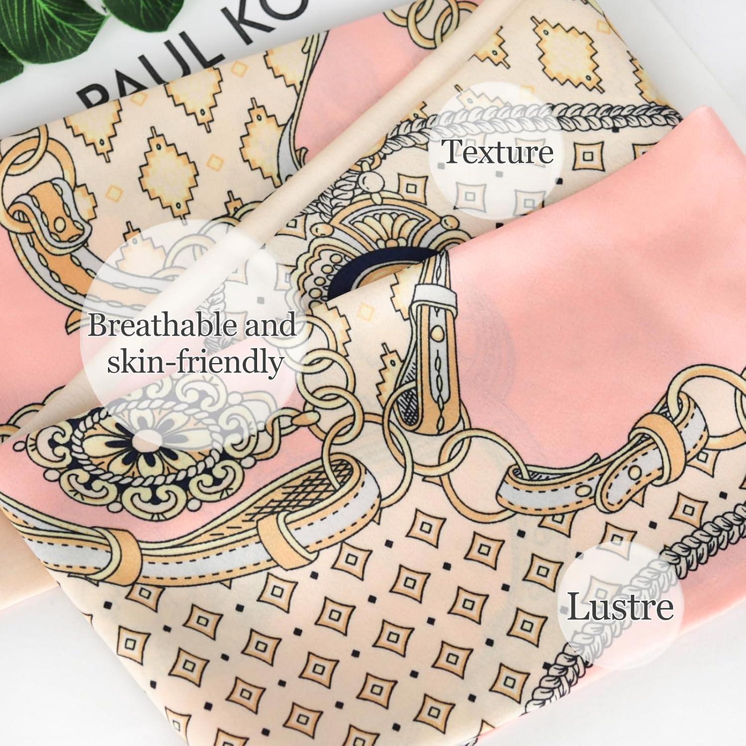 imageEXTREE Satin Scarf Mulberry Silk Printed Head Wrap Hair Band 7quotquot x 59quotquotA089