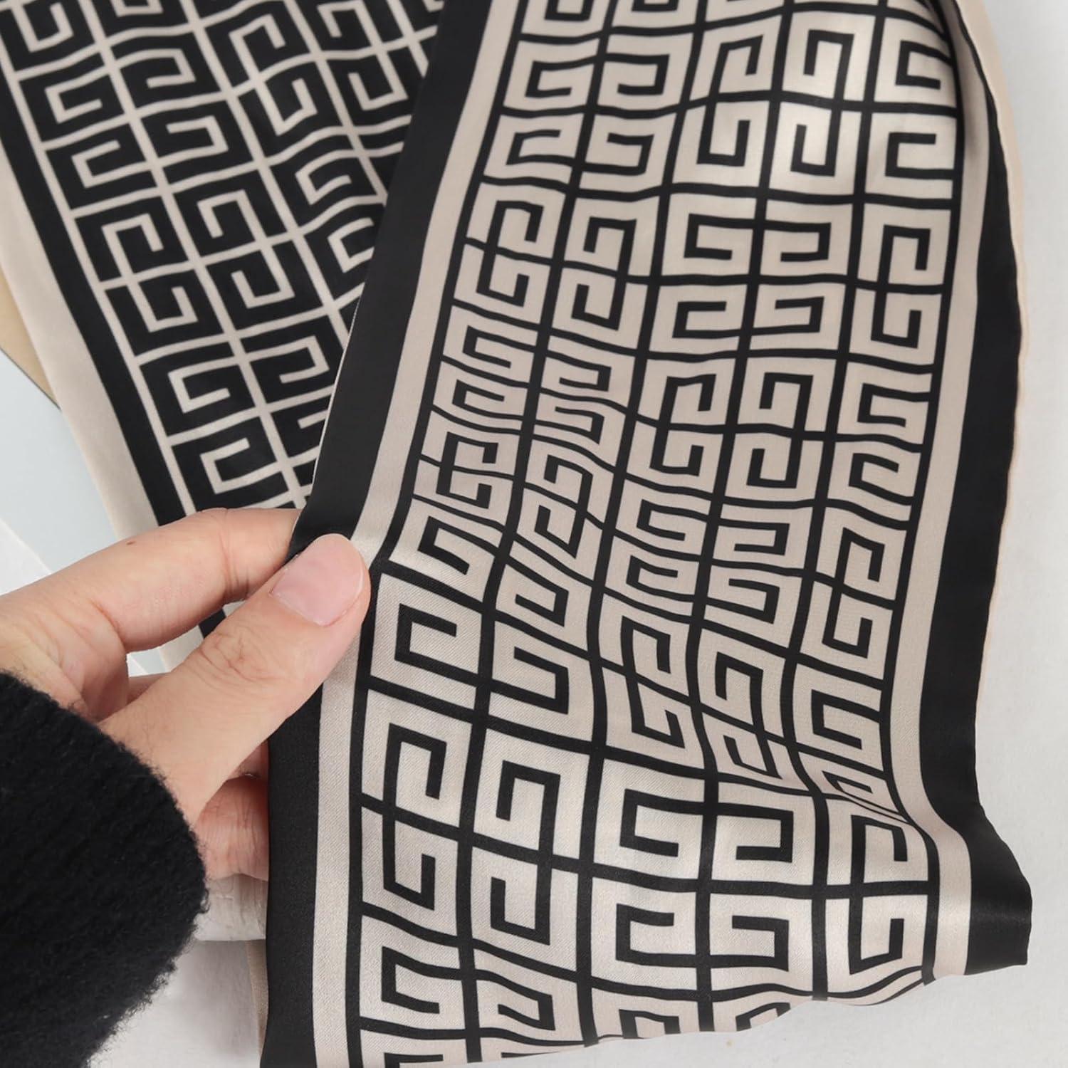 imageEXTREE Satin Scarf Mulberry Silk Printed Head Wrap Hair Band 7quotquot x 59quotquotA090