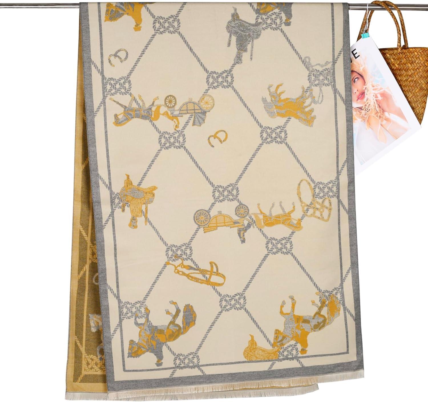 imageEXTREE Scarfs for Women Pashmina Silky Shawl Wrap for Evening Dressing Blanket Open Front Poncho CapeBeige