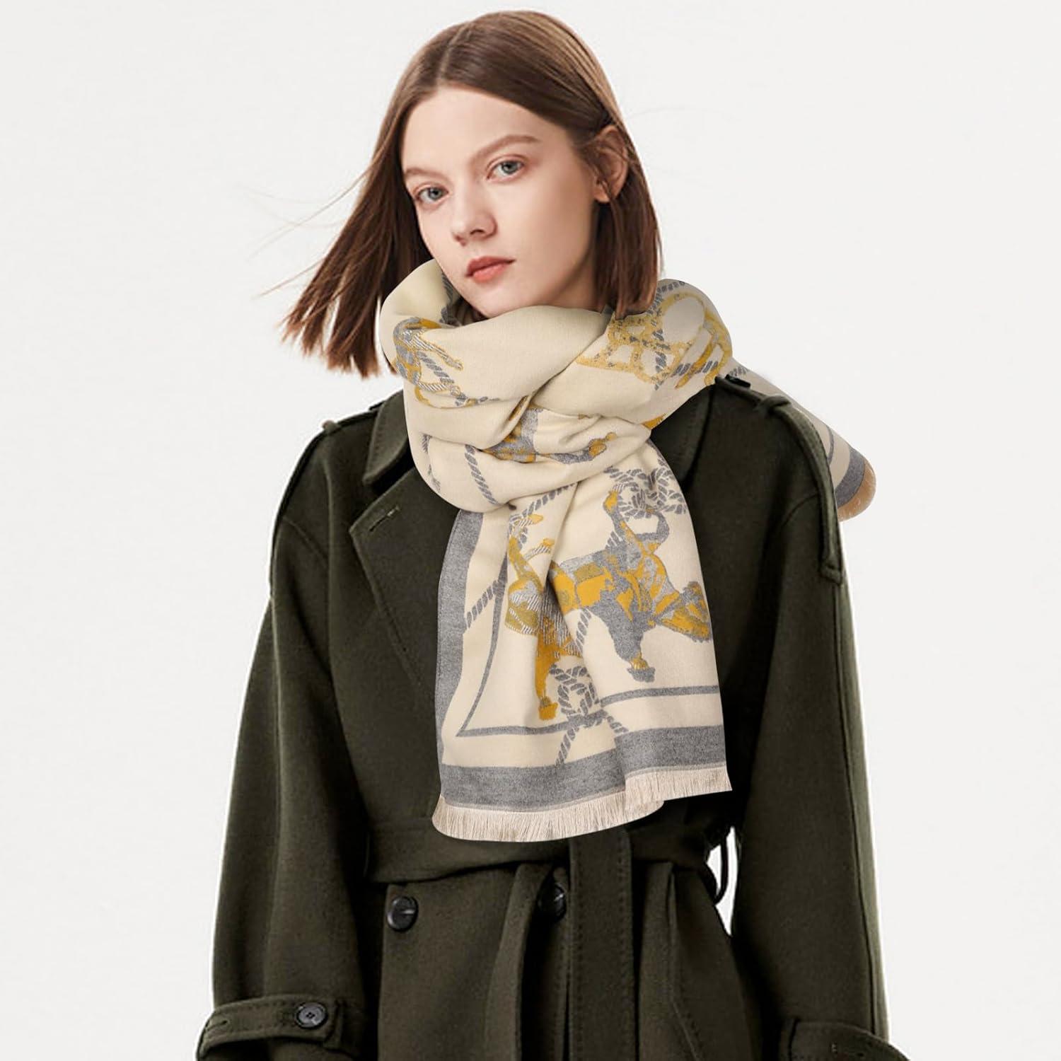 imageEXTREE Scarfs for Women Pashmina Silky Shawl Wrap for Evening Dressing Blanket Open Front Poncho CapeBeige