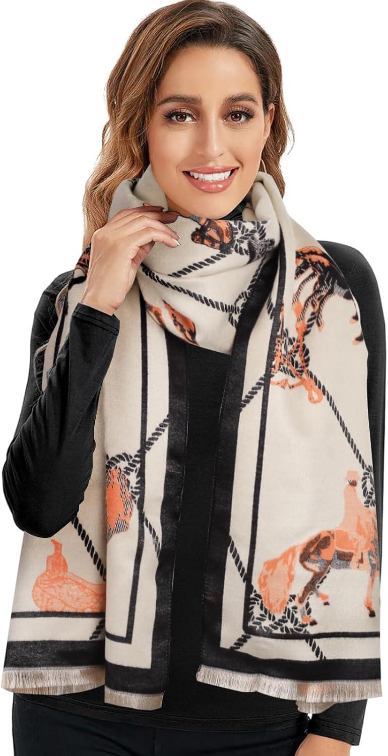 imageEXTREE Scarfs for Women Pashmina Silky Shawl Wrap for Evening Dressing Blanket Open Front Poncho CapeBeige Orange