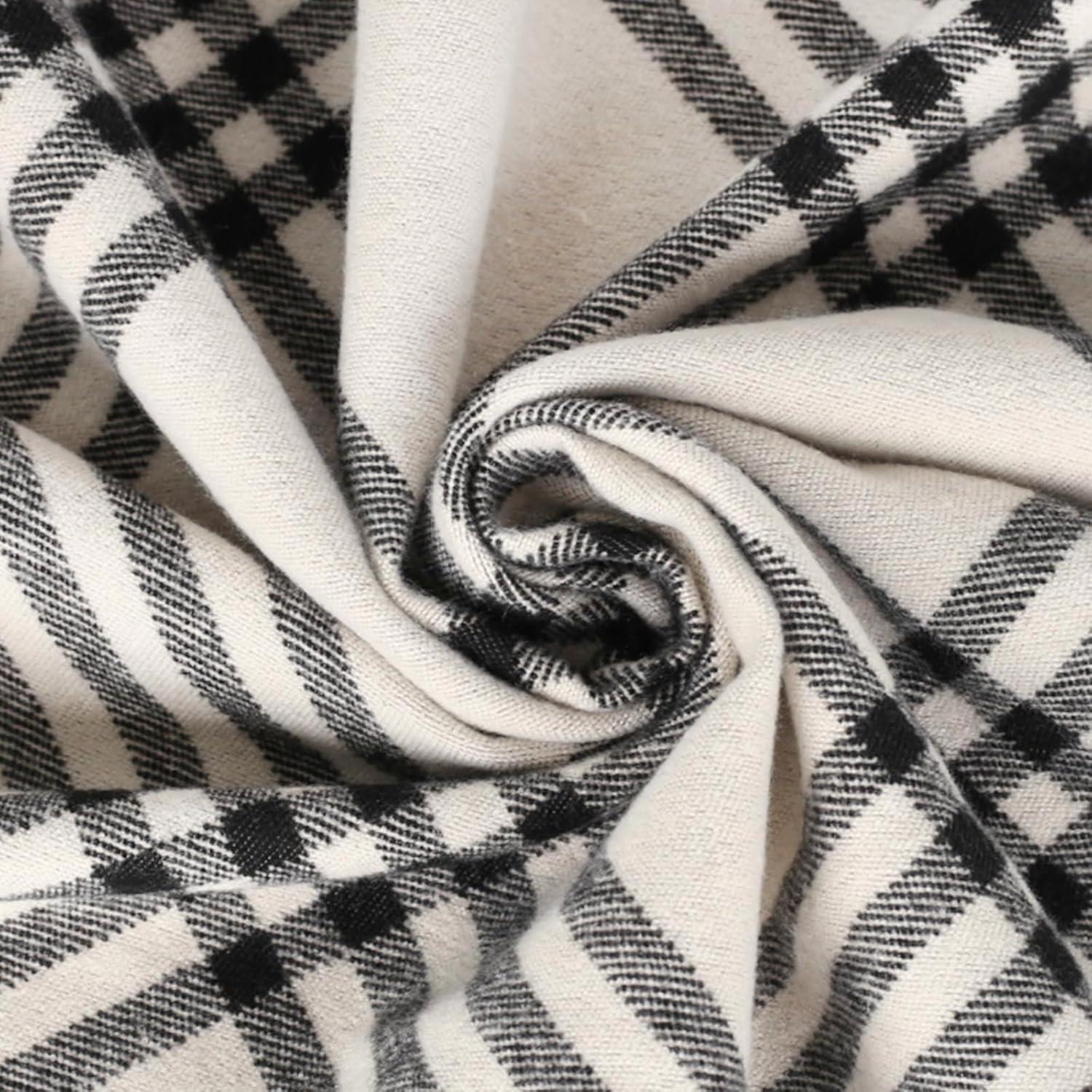 imageEXTREE Scarfs for Women Pashmina Silky Shawl Wrap for Evening Dressing Blanket Open Front Poncho CapeBlack Classic Check