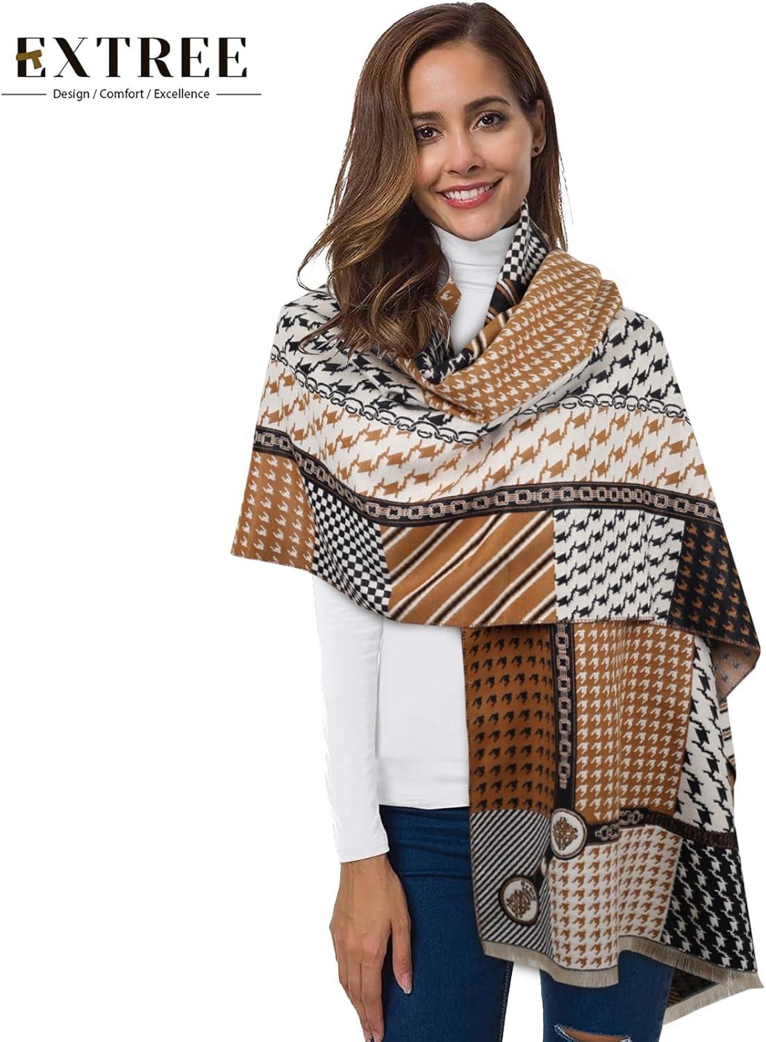 imageEXTREE Scarfs for Women Pashmina Silky Shawl Wrap for Evening Dressing Blanket Open Front Poncho CapeBlack Coffee