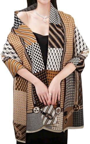 imageEXTREE Scarfs for Women Pashmina Silky Shawl Wrap for Evening Dressing Blanket Open Front Poncho CapeBlack Coffee