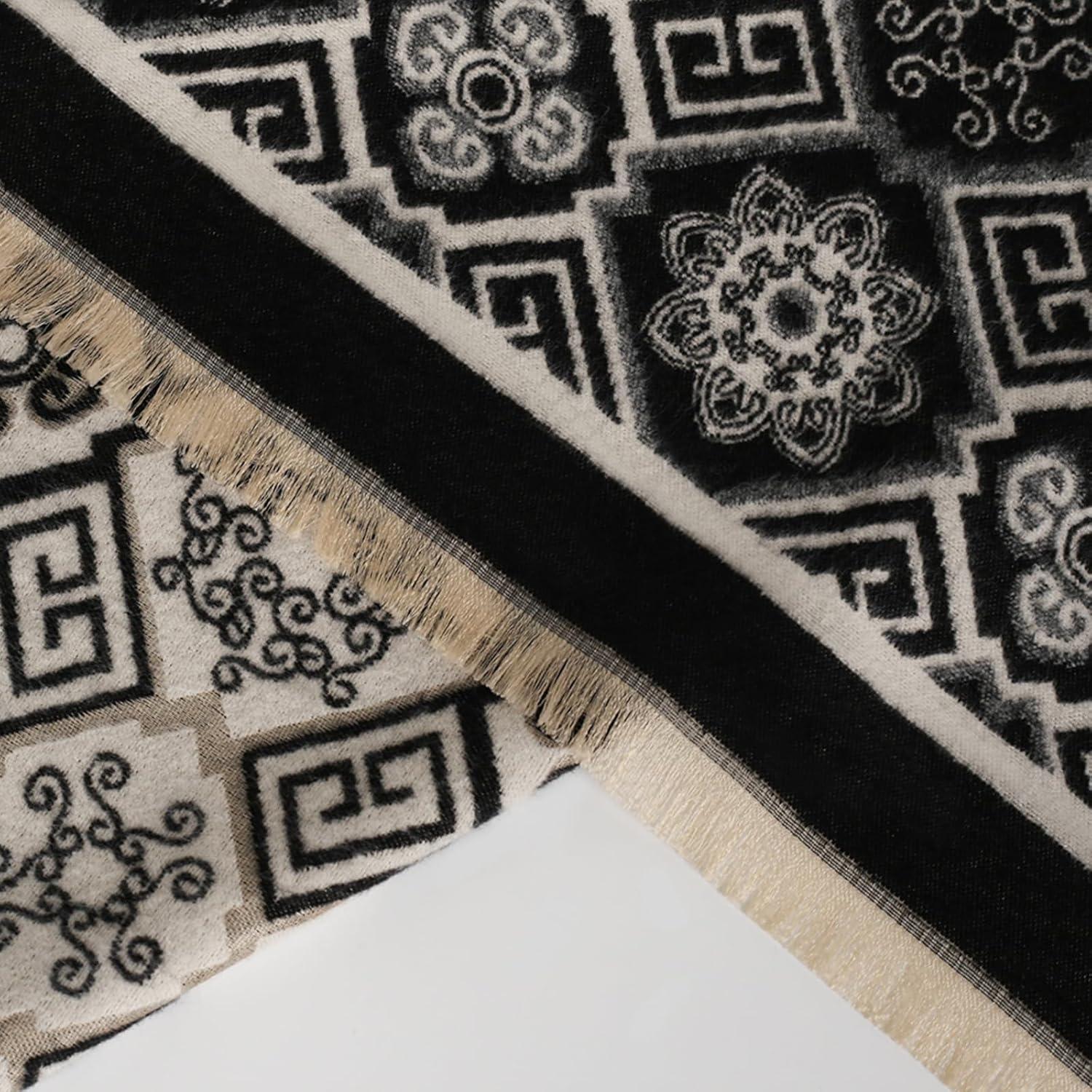 imageEXTREE Scarfs for Women Pashmina Silky Shawl Wrap for Evening Dressing Blanket Open Front Poncho CapeBlack and Stylish