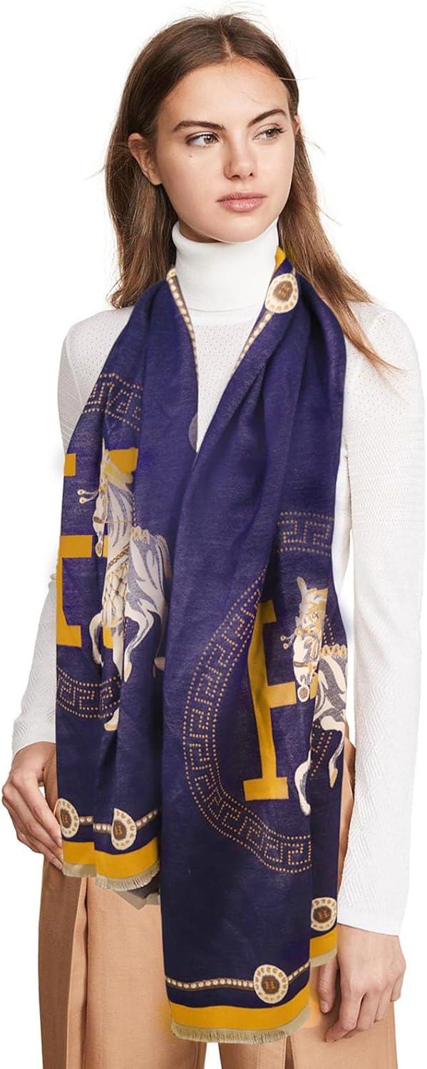 imageEXTREE Scarfs for Women Pashmina Silky Shawl Wrap for Evening Dressing Blanket Open Front Poncho CapeBlue Round Carriage