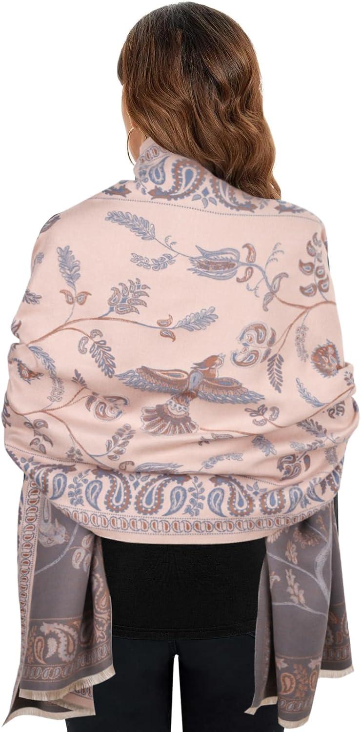 imageEXTREE Scarfs for Women Pashmina Silky Shawl Wrap for Evening Dressing Blanket Open Front Poncho CapeBluebird Pink