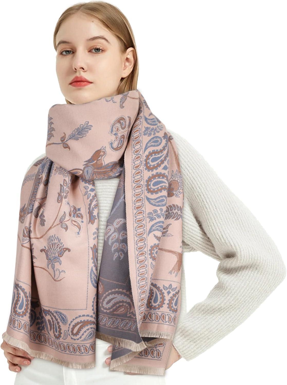 imageEXTREE Scarfs for Women Pashmina Silky Shawl Wrap for Evening Dressing Blanket Open Front Poncho CapeBluebird Pink