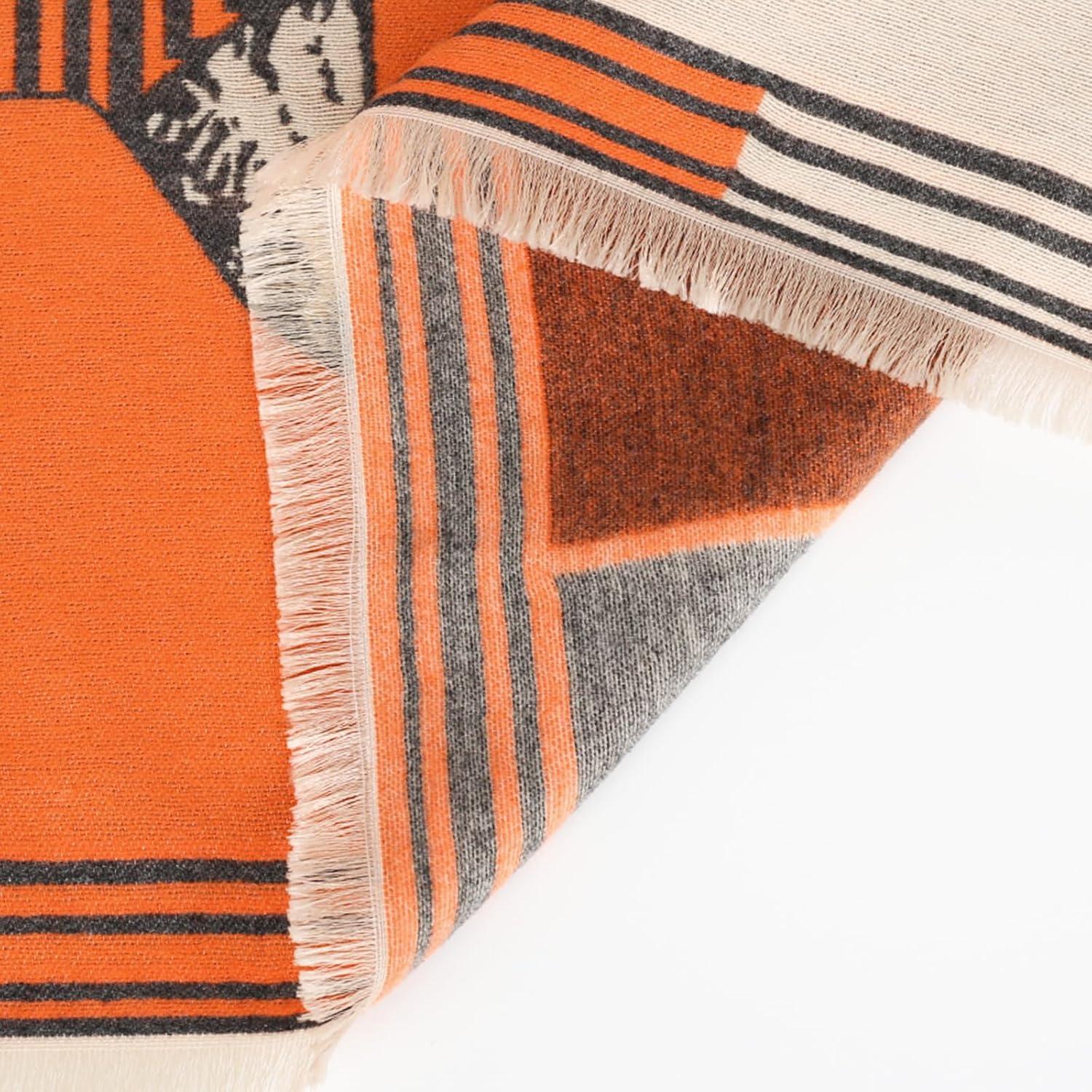 imageEXTREE Scarfs for Women Pashmina Silky Shawl Wrap for Evening Dressing Blanket Open Front Poncho CapeBritish Horse Orange