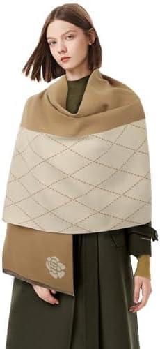 imageEXTREE Scarfs for Women Pashmina Silky Shawl Wrap for Evening Dressing Blanket Open Front Poncho CapeCamellia Khaki