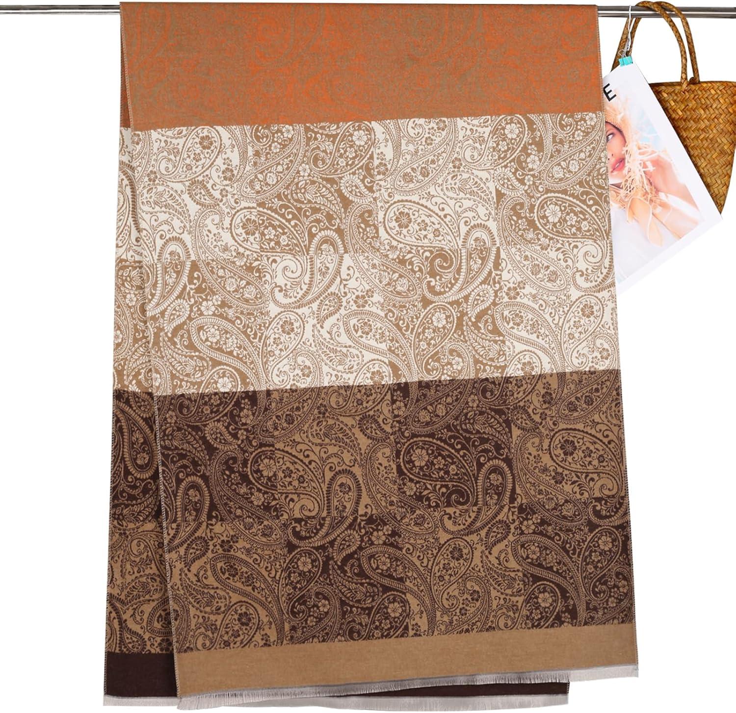 imageEXTREE Scarfs for Women Pashmina Silky Shawl Wrap for Evening Dressing Blanket Open Front Poncho CapeCashew Brown