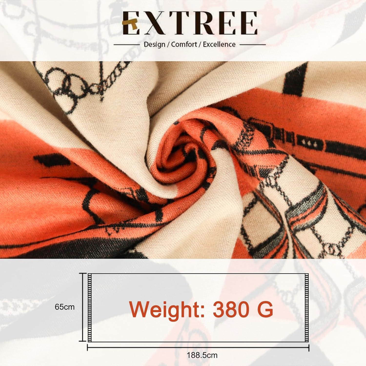 imageEXTREE Scarfs for Women Pashmina Silky Shawl Wrap for Evening Dressing Blanket Open Front Poncho CapeChain Horse Charm Orange