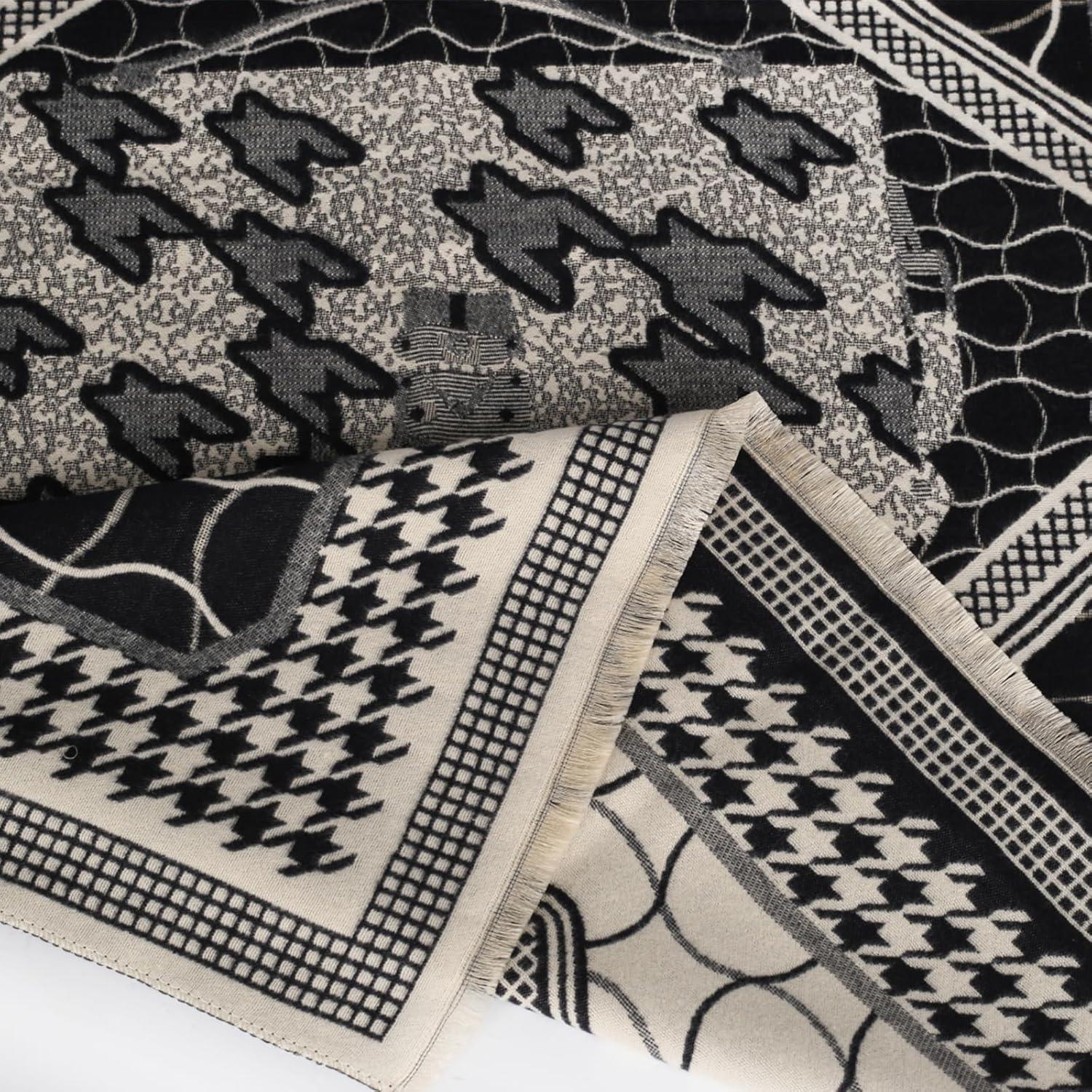 imageEXTREE Scarfs for Women Pashmina Silky Shawl Wrap for Evening Dressing Blanket Open Front Poncho CapeClassic Black and White