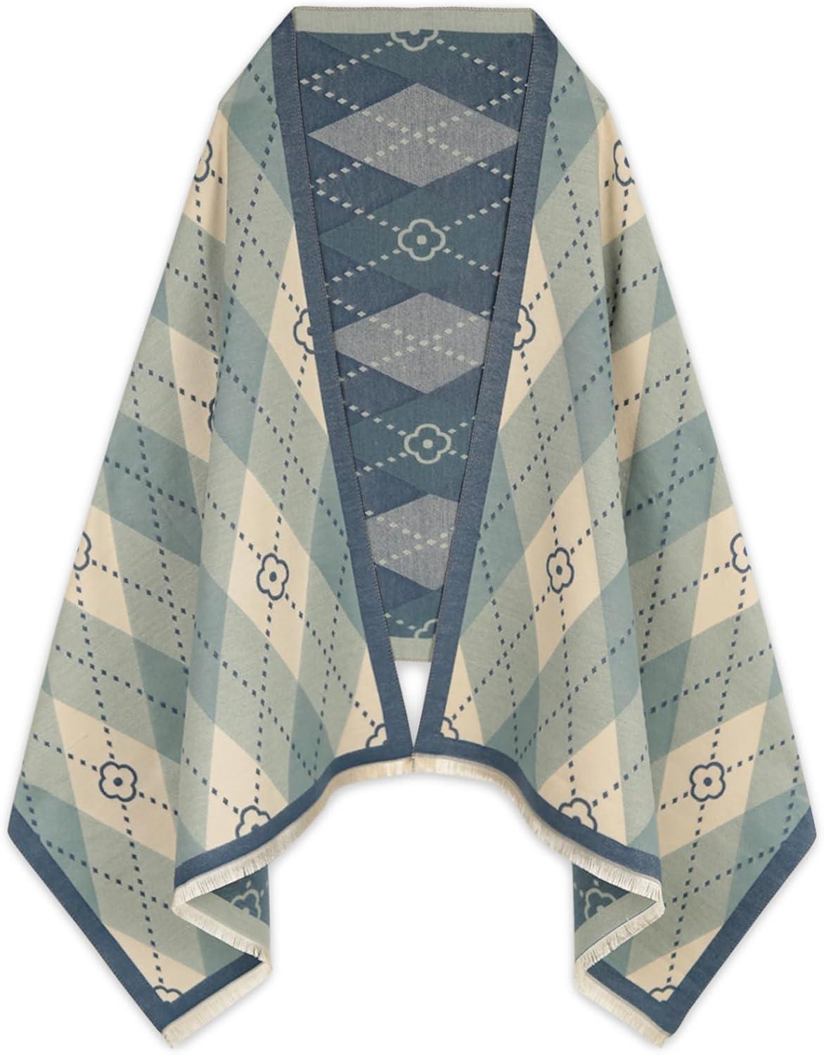 imageEXTREE Scarfs for Women Pashmina Silky Shawl Wrap for Evening Dressing Blanket Open Front Poncho CapeClover Milan