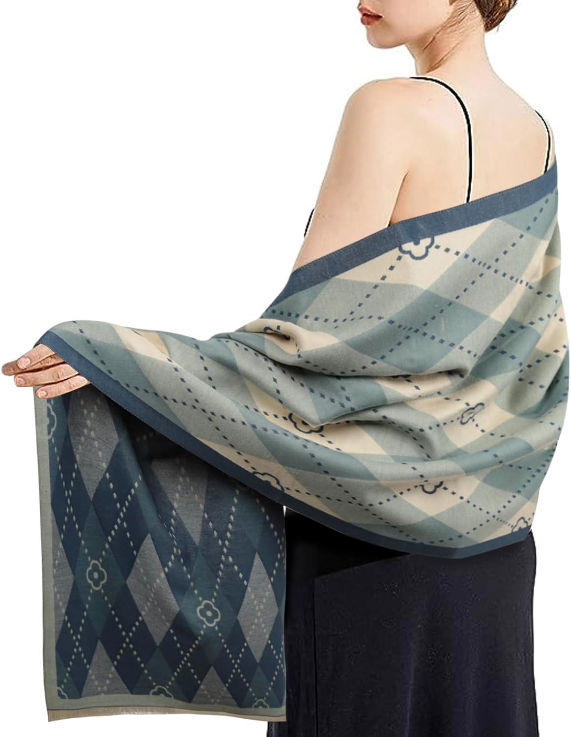 imageEXTREE Scarfs for Women Pashmina Silky Shawl Wrap for Evening Dressing Blanket Open Front Poncho CapeClover Milan