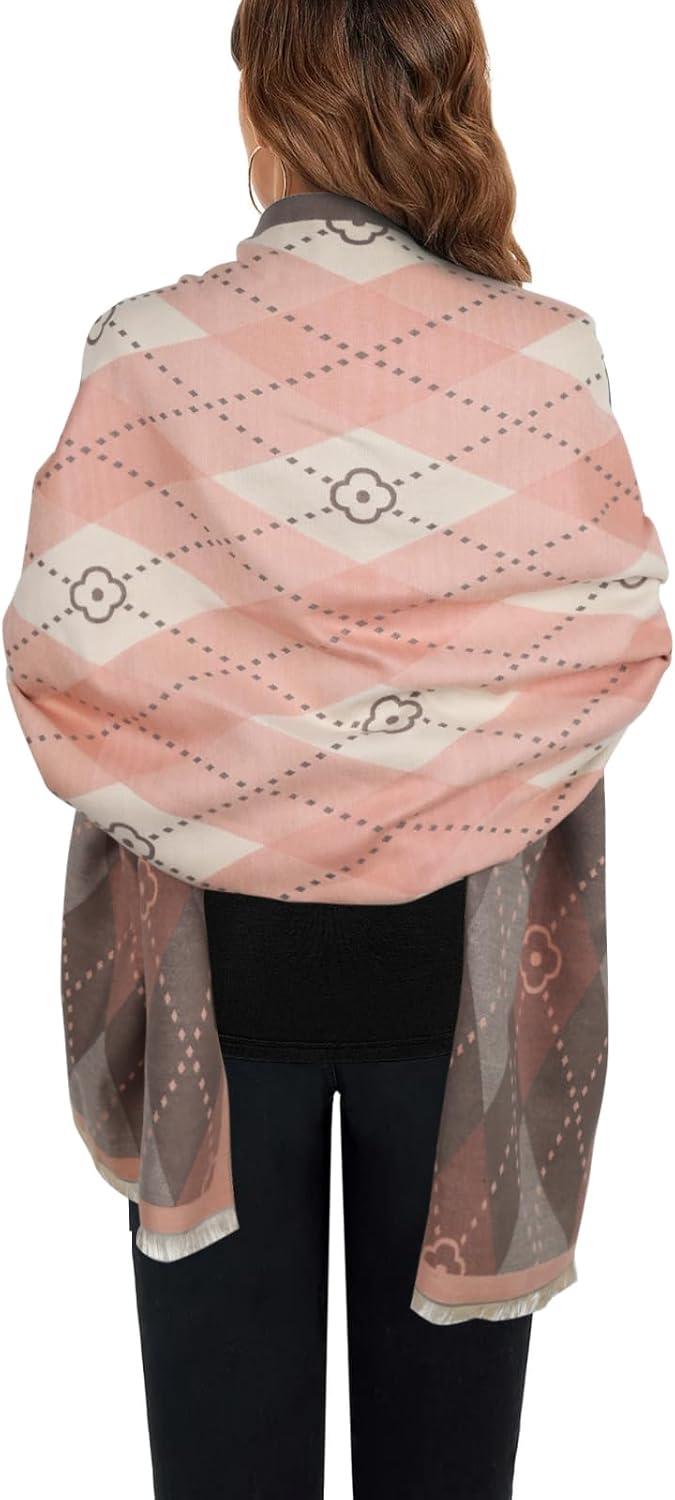 imageEXTREE Scarfs for Women Pashmina Silky Shawl Wrap for Evening Dressing Blanket Open Front Poncho CapeClover Pink