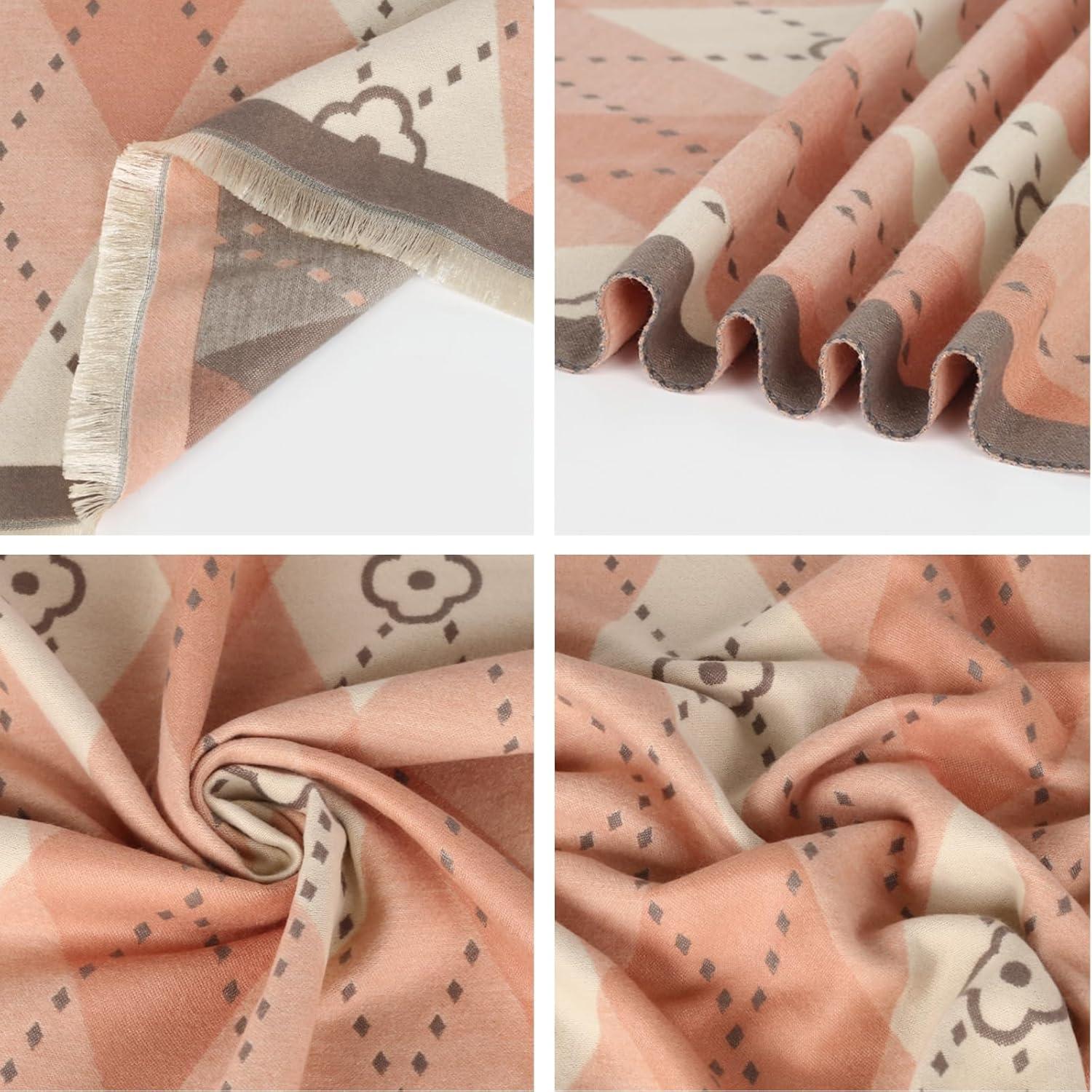 imageEXTREE Scarfs for Women Pashmina Silky Shawl Wrap for Evening Dressing Blanket Open Front Poncho CapeClover Pink