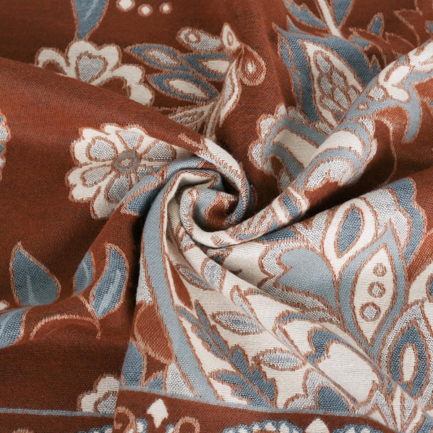 imageEXTREE Scarfs for Women Pashmina Silky Shawl Wrap for Evening Dressing Blanket Open Front Poncho CapeEthnic Cashew Brown