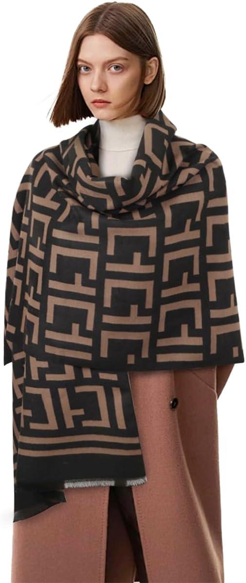 imageEXTREE Scarfs for Women Pashmina Silky Shawl Wrap for Evening Dressing Blanket Open Front Poncho CapeEtype Square Black Coffee