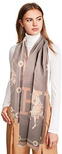 imageEXTREE Scarfs for Women Pashmina Silky Shawl Wrap for Evening Dressing Blanket Open Front Poncho CapeLight Purple Palace Horse