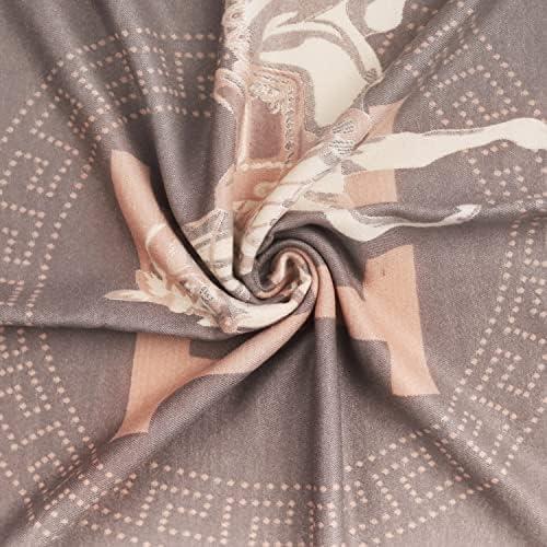 imageEXTREE Scarfs for Women Pashmina Silky Shawl Wrap for Evening Dressing Blanket Open Front Poncho CapeLight Purple Palace Horse