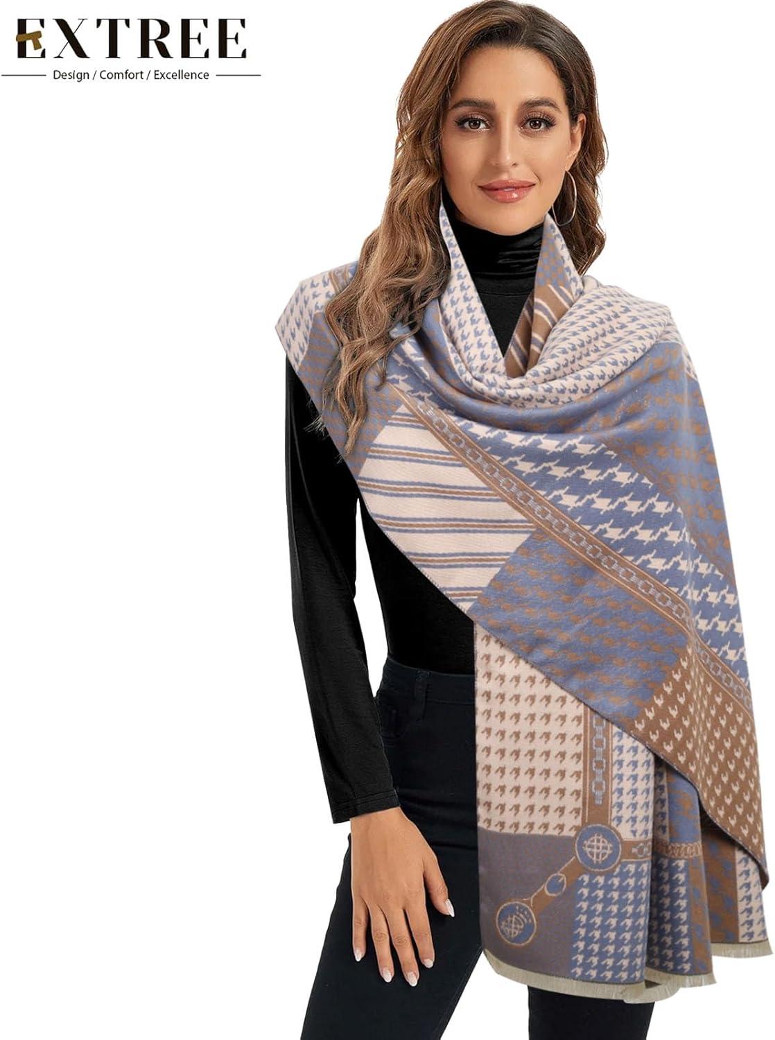 imageEXTREE Scarfs for Women Pashmina Silky Shawl Wrap for Evening Dressing Blanket Open Front Poncho CapeMorandi Powder