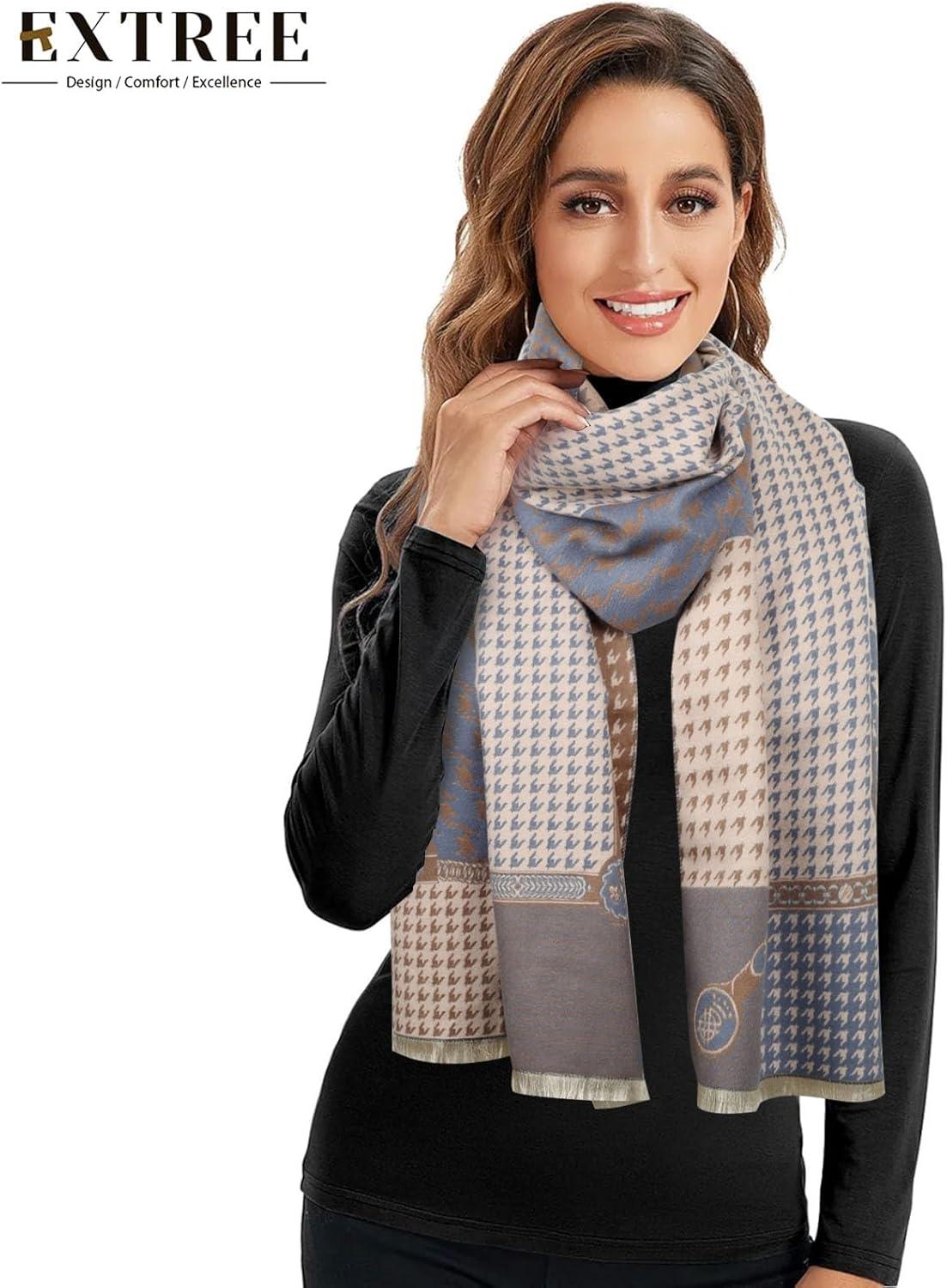 imageEXTREE Scarfs for Women Pashmina Silky Shawl Wrap for Evening Dressing Blanket Open Front Poncho CapeMorandi Powder