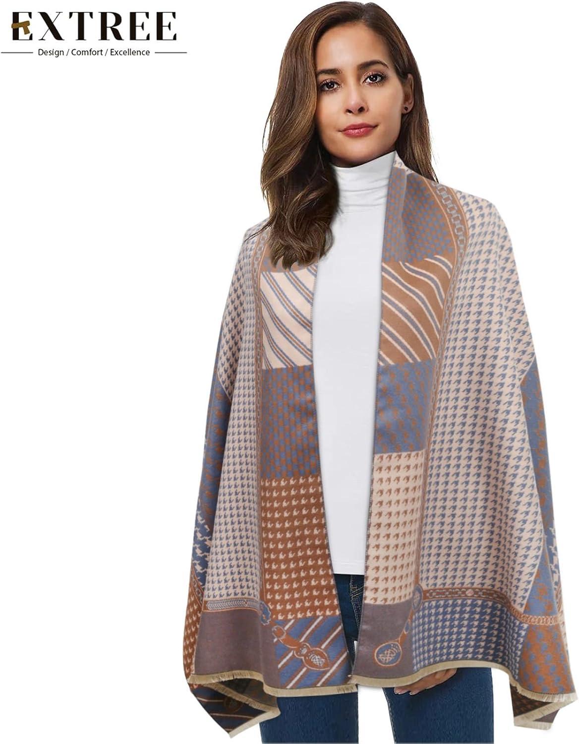 imageEXTREE Scarfs for Women Pashmina Silky Shawl Wrap for Evening Dressing Blanket Open Front Poncho CapeMorandi Powder