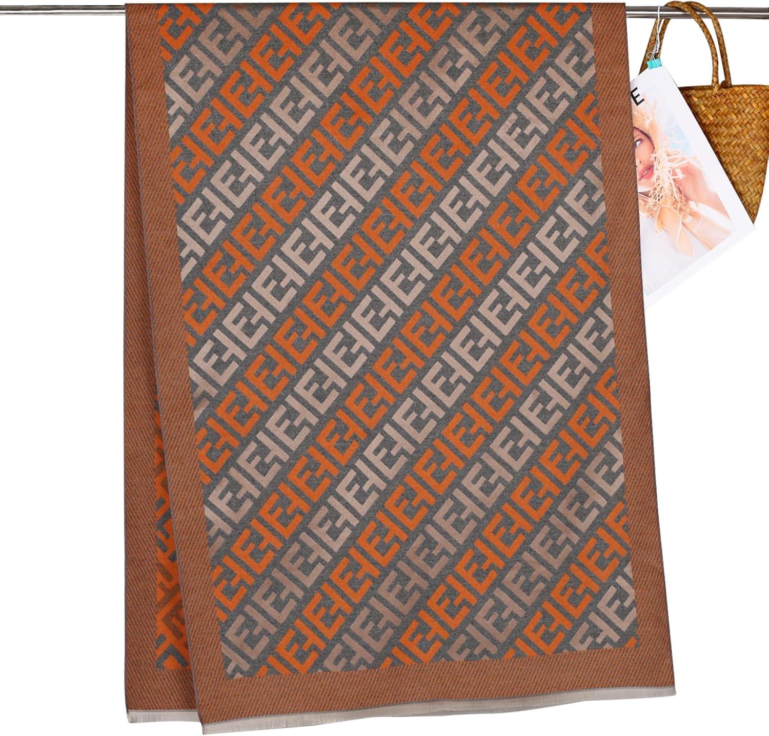 imageEXTREE Scarfs for Women Pashmina Silky Shawl Wrap for Evening Dressing Blanket Open Front Poncho CapeOrange One