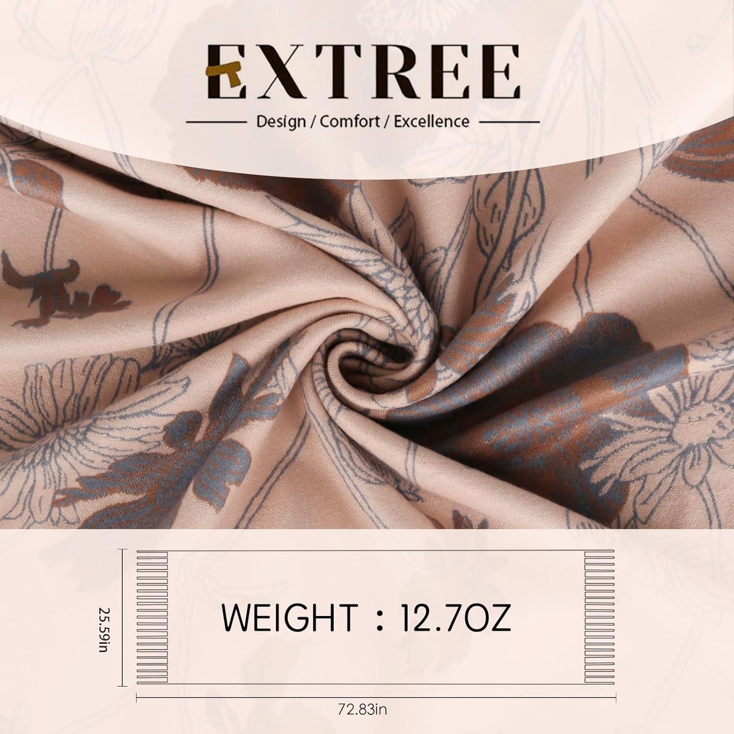 imageEXTREE Scarfs for Women Pashmina Silky Shawl Wrap for Evening Dressing Blanket Open Front Poncho CapePink Peony