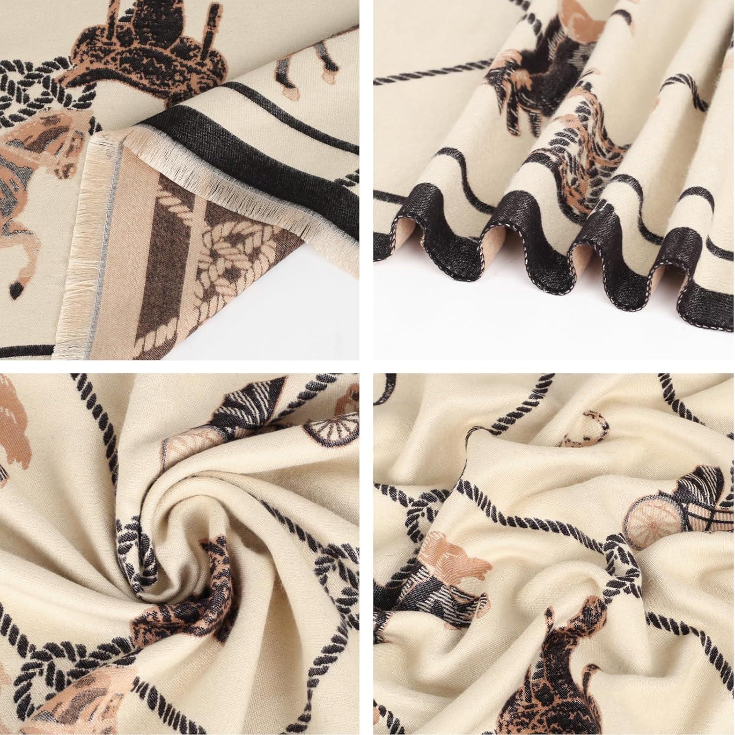 imageEXTREE Scarfs for Women Pashmina Silky Shawl Wrap for Evening Dressing Blanket Open Front Poncho CapeRice Coffee