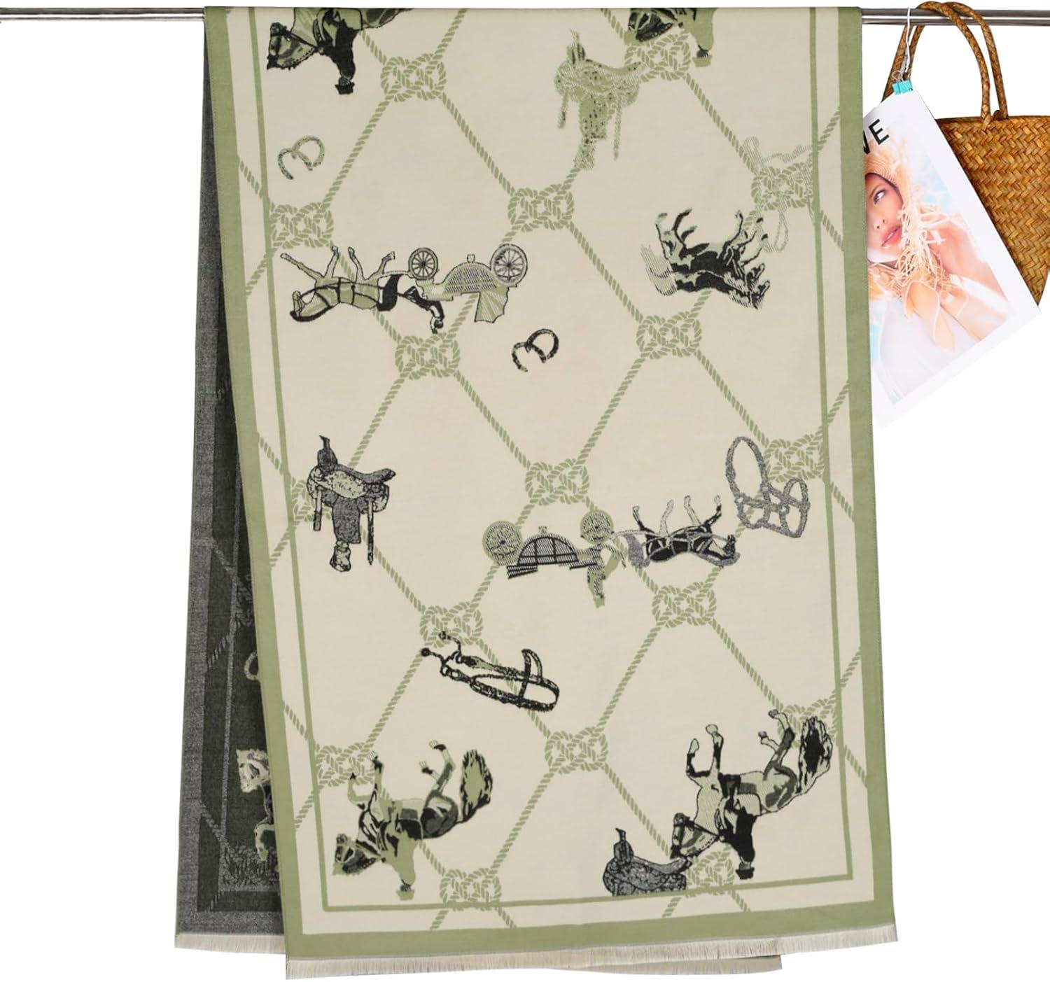 imageEXTREE Scarfs for Women Pashmina Silky Shawl Wrap for Evening Dressing Blanket Open Front Poncho CapeRice Green