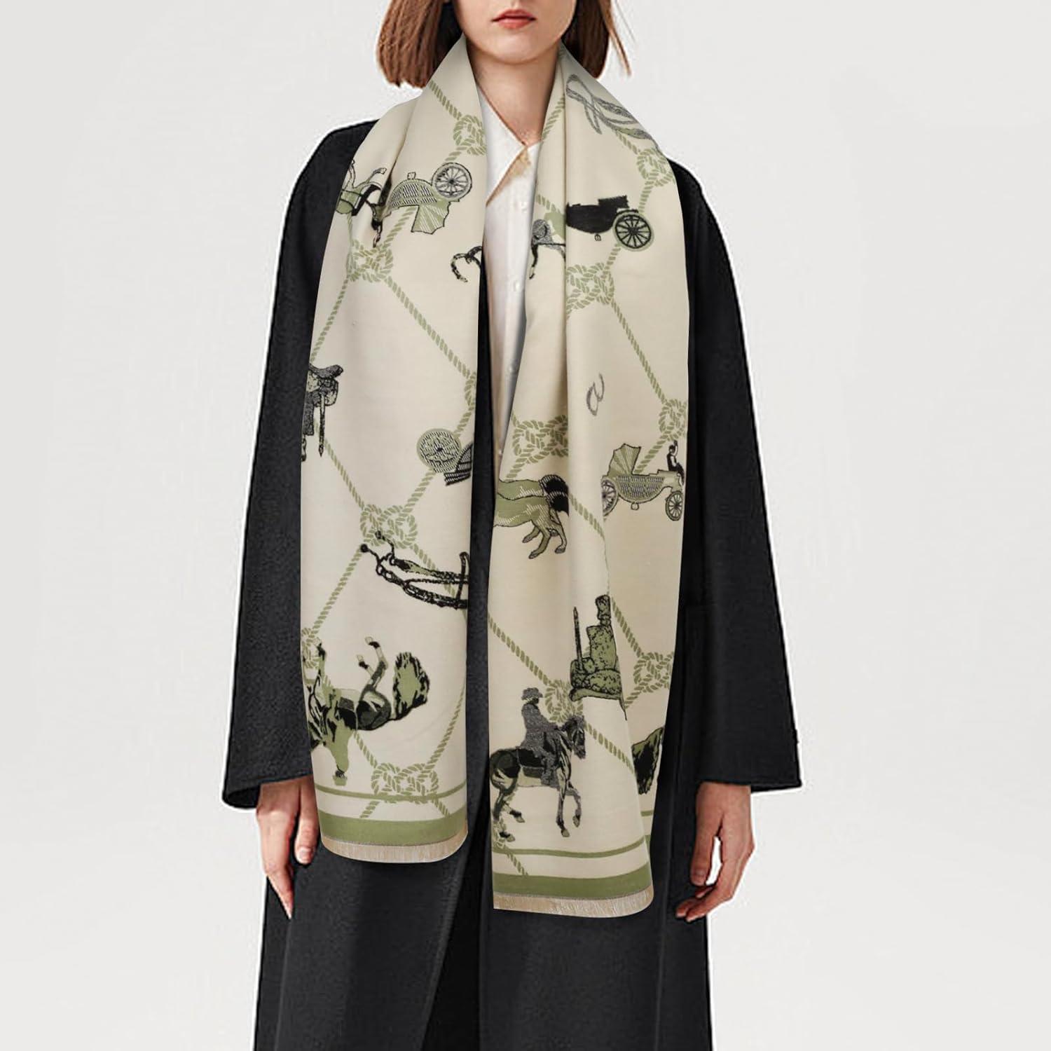 imageEXTREE Scarfs for Women Pashmina Silky Shawl Wrap for Evening Dressing Blanket Open Front Poncho CapeRice Green