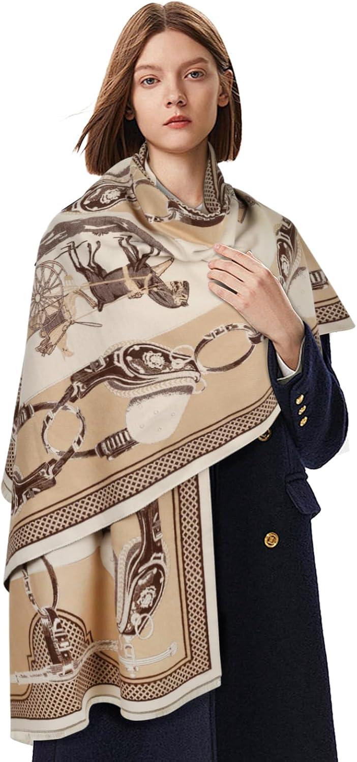 imageEXTREE Scarfs for Women Pashmina Silky Shawl Wrap for Evening Dressing Blanket Open Front Poncho CapeRoman Khaki