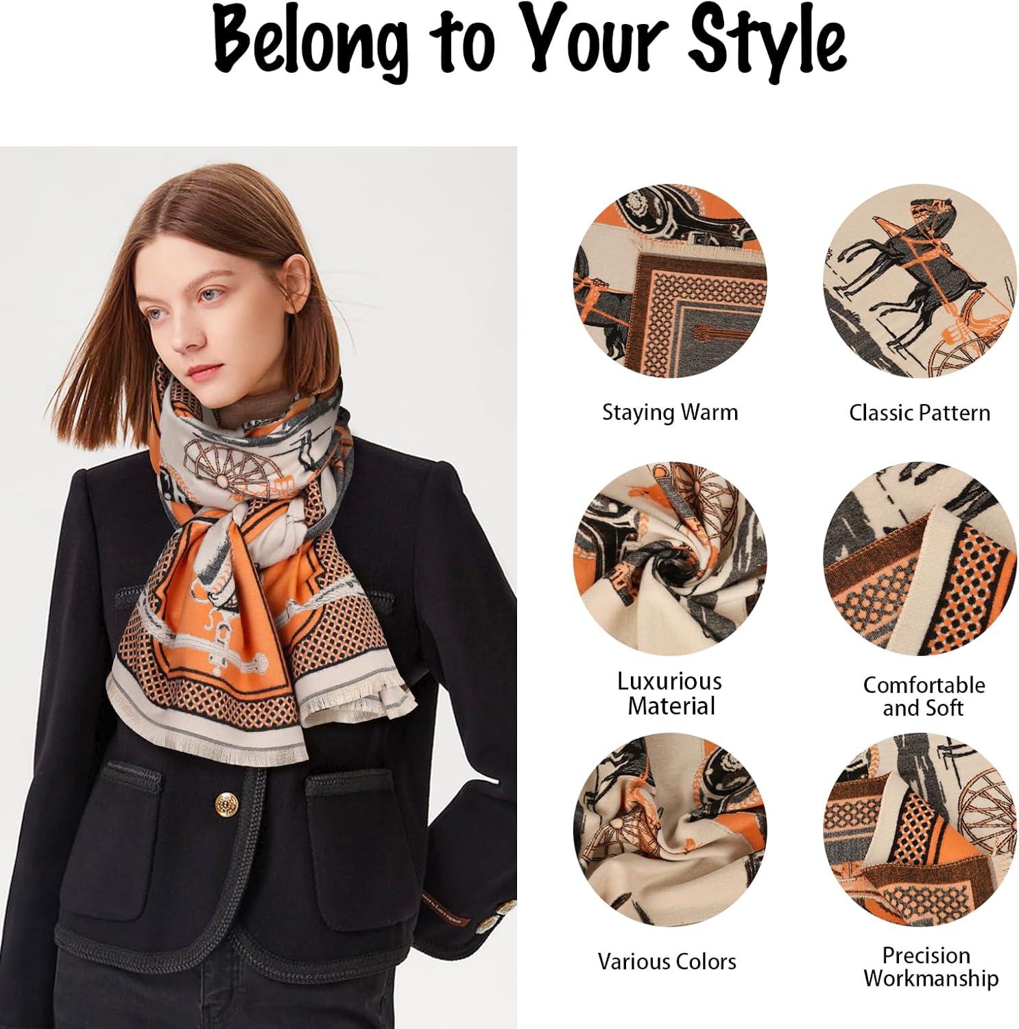 imageEXTREE Scarfs for Women Pashmina Silky Shawl Wrap for Evening Dressing Blanket Open Front Poncho CapeRoman Orange