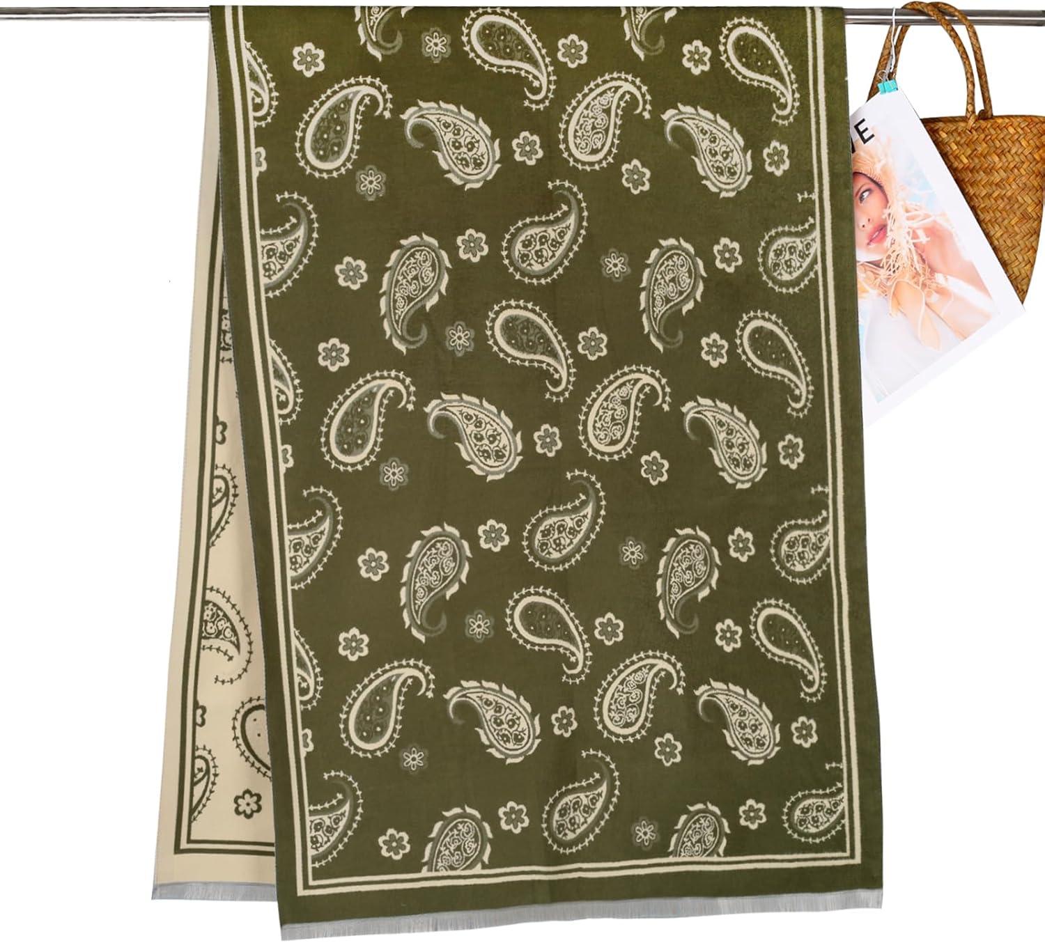 imageEXTREE Scarfs for Women Pashmina Silky Shawl Wrap for Evening Dressing Blanket Open Front Poncho CapeSoft Cashew Green