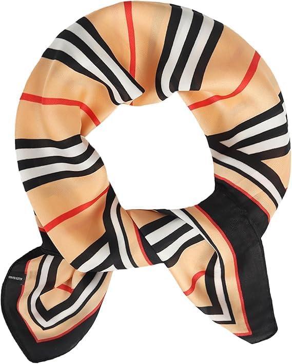 imageEXTREE Silk Feeling Scarf Medium Square Satin Head Scarf Sleeping Hair Wrapping for Women 275  275 inches Geometric lines