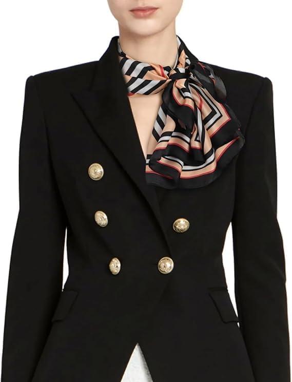 imageEXTREE Silk Feeling Scarf Medium Square Satin Head Scarf Sleeping Hair Wrapping for Women 275  275 inches Geometric lines