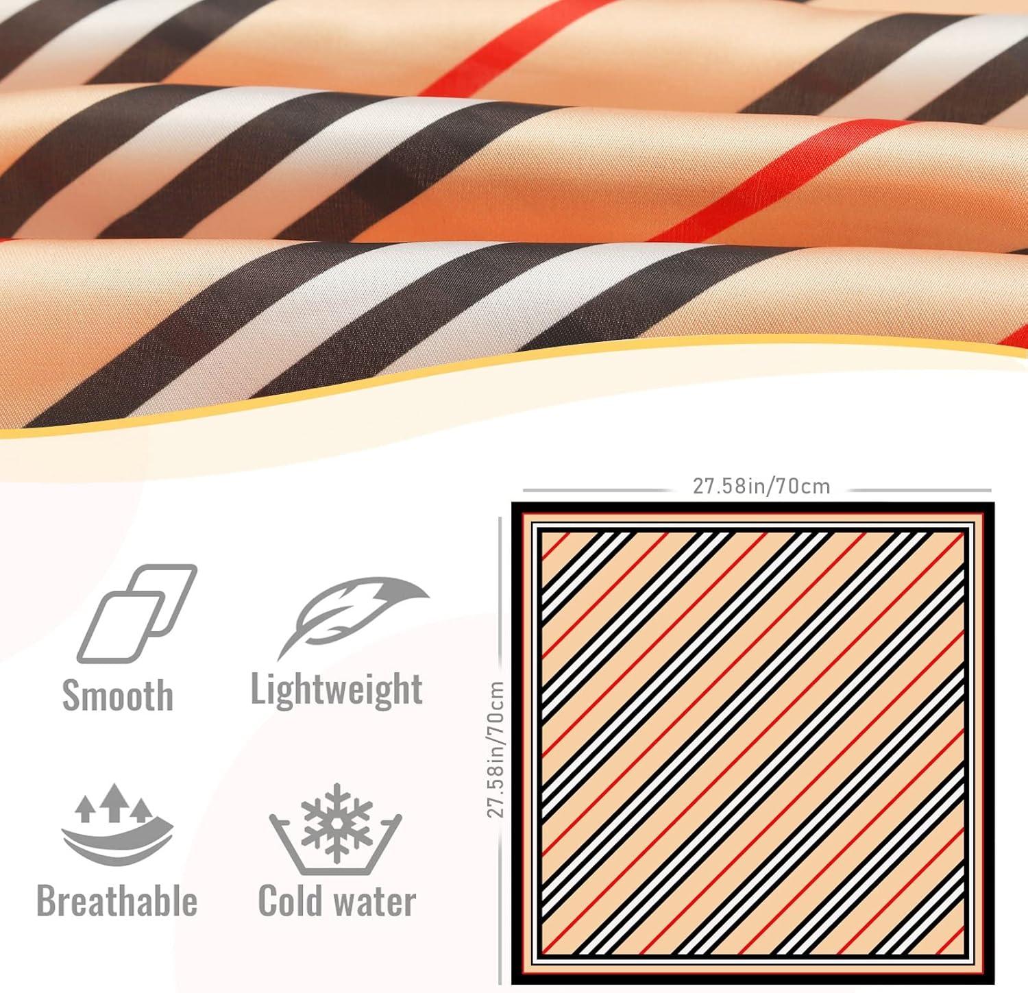 imageEXTREE Silk Feeling Scarf Medium Square Satin Head Scarf Sleeping Hair Wrapping for Women 275  275 inches Geometric lines