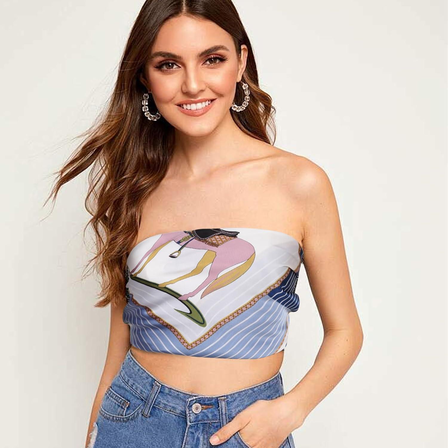 imageEXTREE Silk Feeling Scarf Medium Square Satin Head Scarf Sleeping Hair Wrapping for Women 275  275 inchesBack Horse Frame Blue