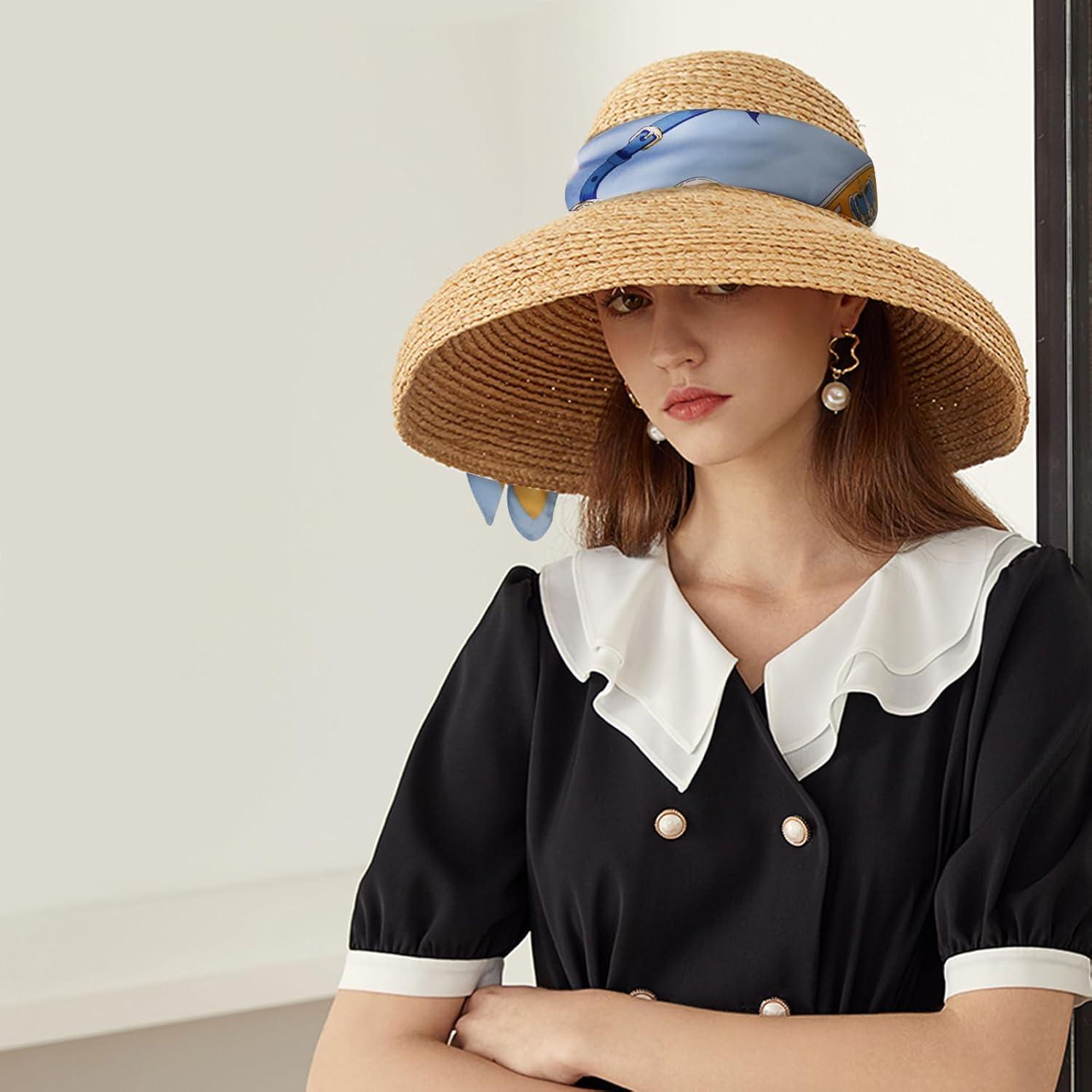 imageEXTREE Silk Feeling Scarf Medium Square Satin Head Scarf Sleeping Hair Wrapping for Women 275  275 inchesBadge Blue Border