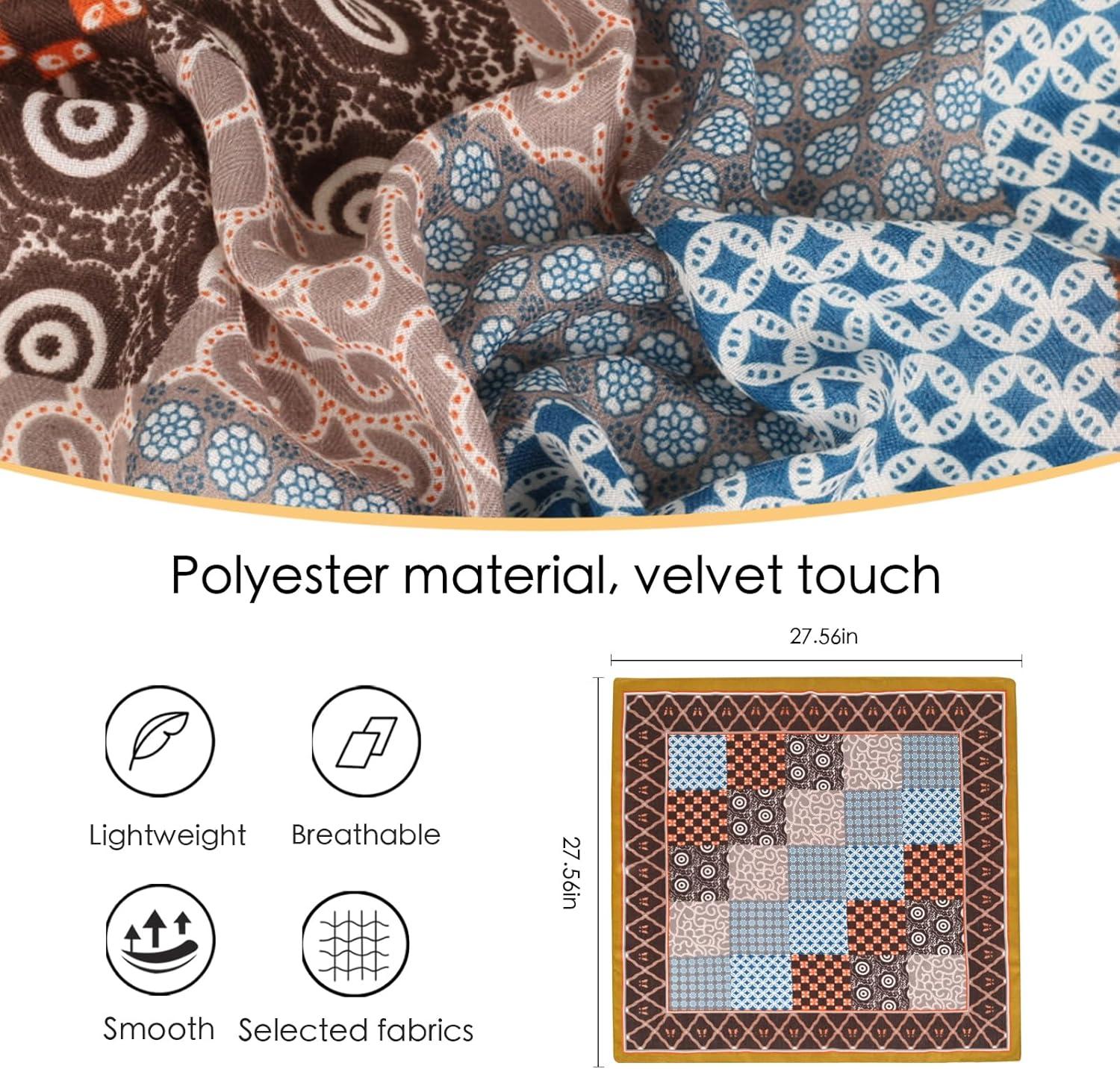 imageEXTREE Silk Feeling Scarf Medium Square Satin Head Scarf Sleeping Hair Wrapping for Women 275  275 inchesBaoxiang Copper Coin Pattern With Yellow Edge