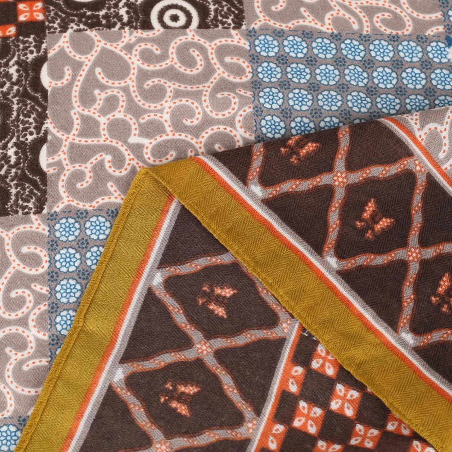 imageEXTREE Silk Feeling Scarf Medium Square Satin Head Scarf Sleeping Hair Wrapping for Women 275  275 inchesBaoxiang Copper Coin Pattern With Yellow Edge