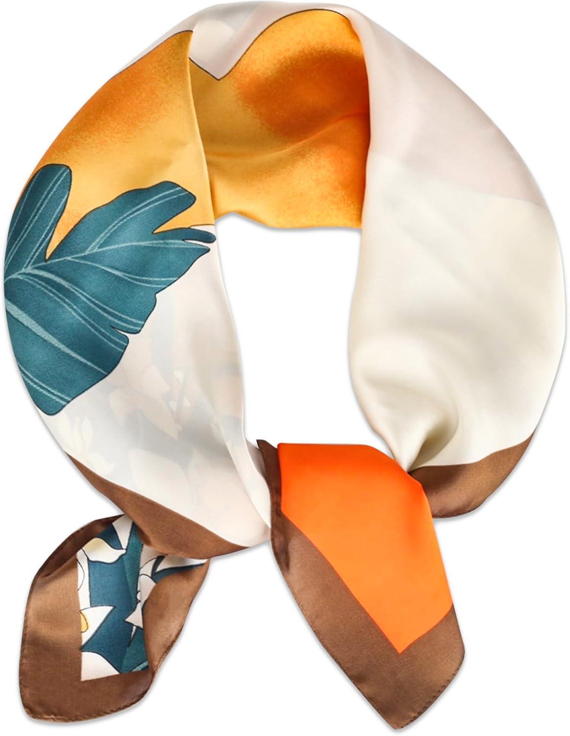 imageEXTREE Silk Feeling Scarf Medium Square Satin Head Scarf Sleeping Hair Wrapping for Women 275  275 inchesBeauty Lily