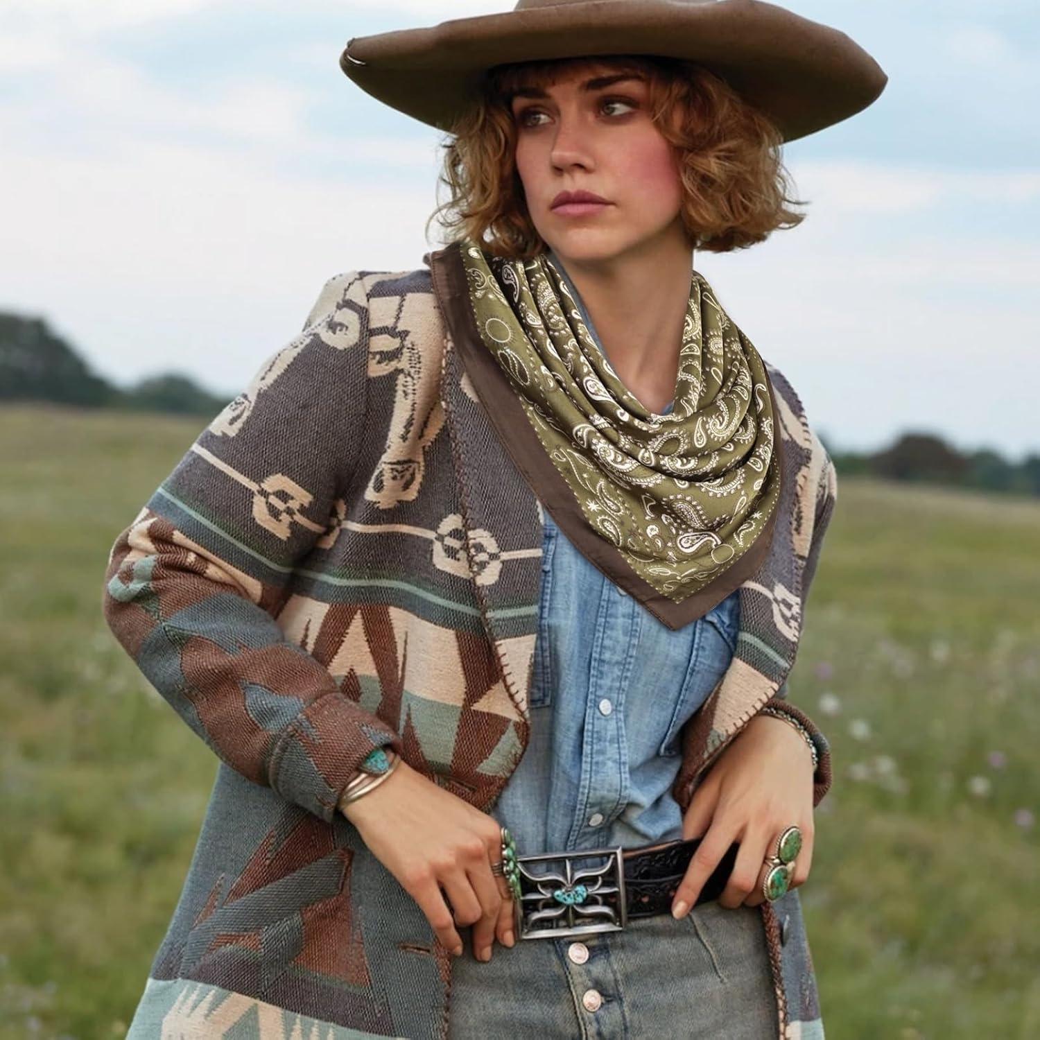 imageEXTREE Silk Feeling Scarf Medium Square Satin Head Scarf Sleeping Hair Wrapping for Women 275  275 inchesButterfly Kidney Green