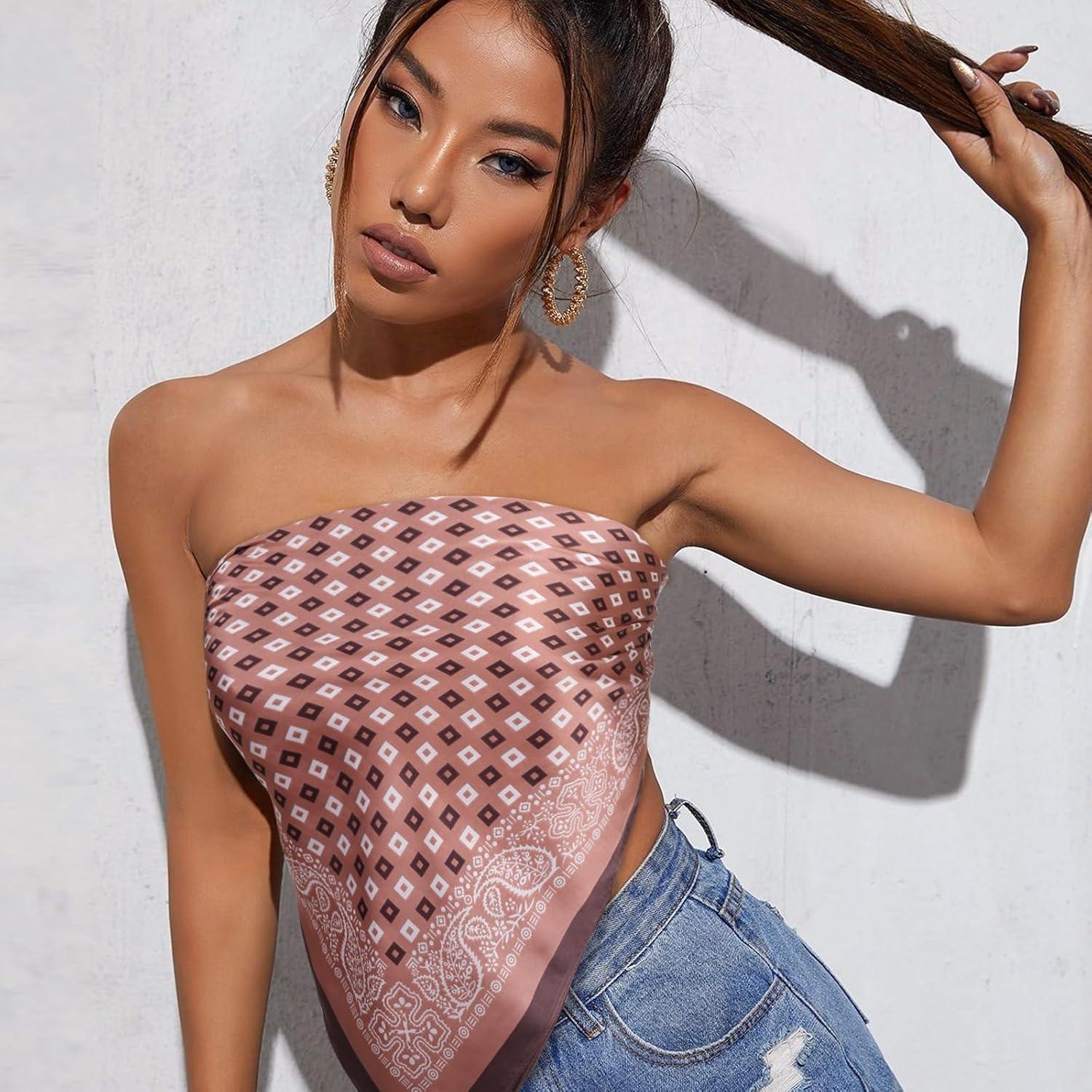 imageEXTREE Silk Feeling Scarf Medium Square Satin Head Scarf Sleeping Hair Wrapping for Women 275  275 inchesCashews Surround the Cubes of Red Bean Paste