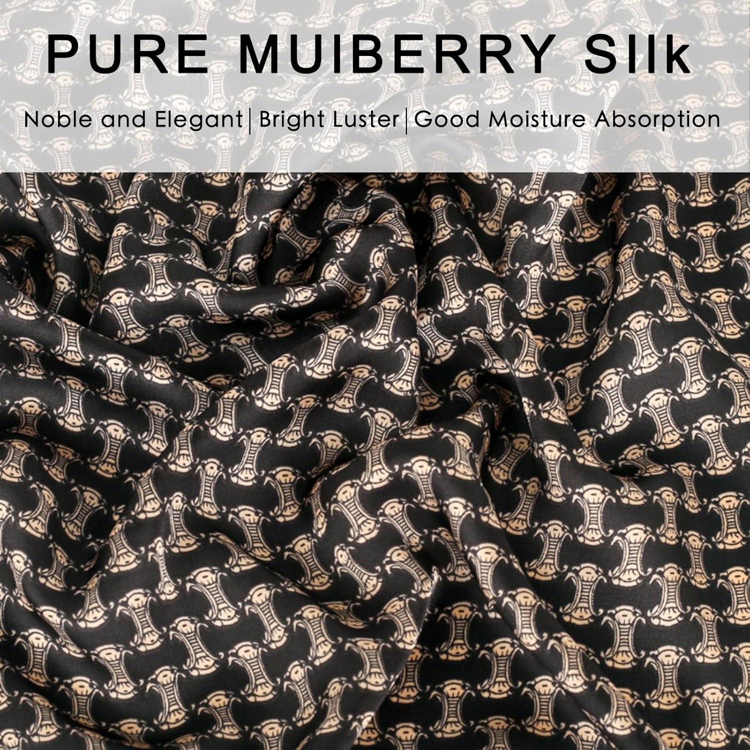 imageEXTREE Silk Feeling Scarf Medium Square Satin Head Scarf Sleeping Hair Wrapping for Women 275  275 inchesDark Brown Arc De Triomphe