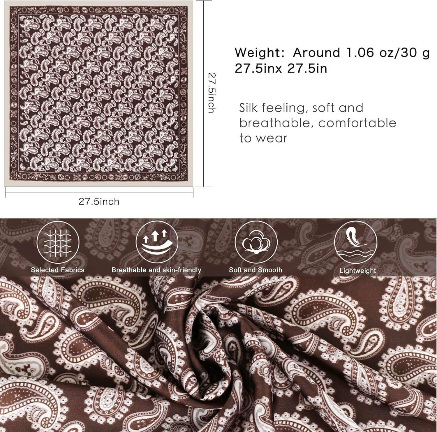 imageEXTREE Silk Feeling Scarf Medium Square Satin Head Scarf Sleeping Hair Wrapping for Women 275  275 inchesEmpty Cashew Nuts