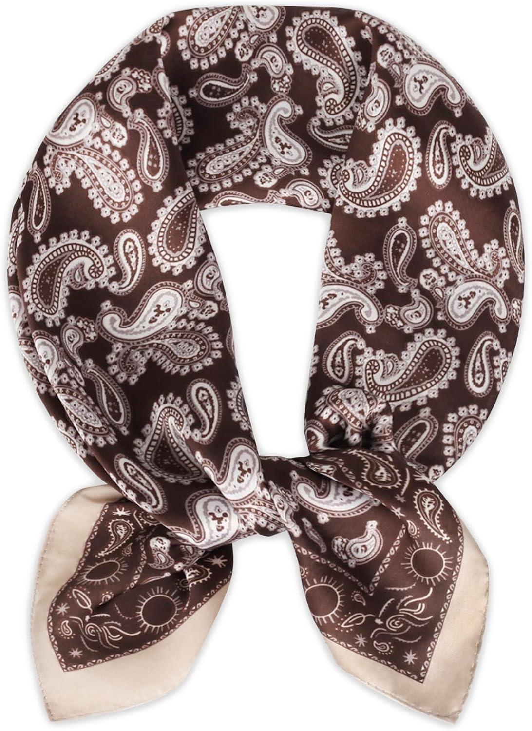 imageEXTREE Silk Feeling Scarf Medium Square Satin Head Scarf Sleeping Hair Wrapping for Women 275  275 inchesEmpty Cashew Nuts