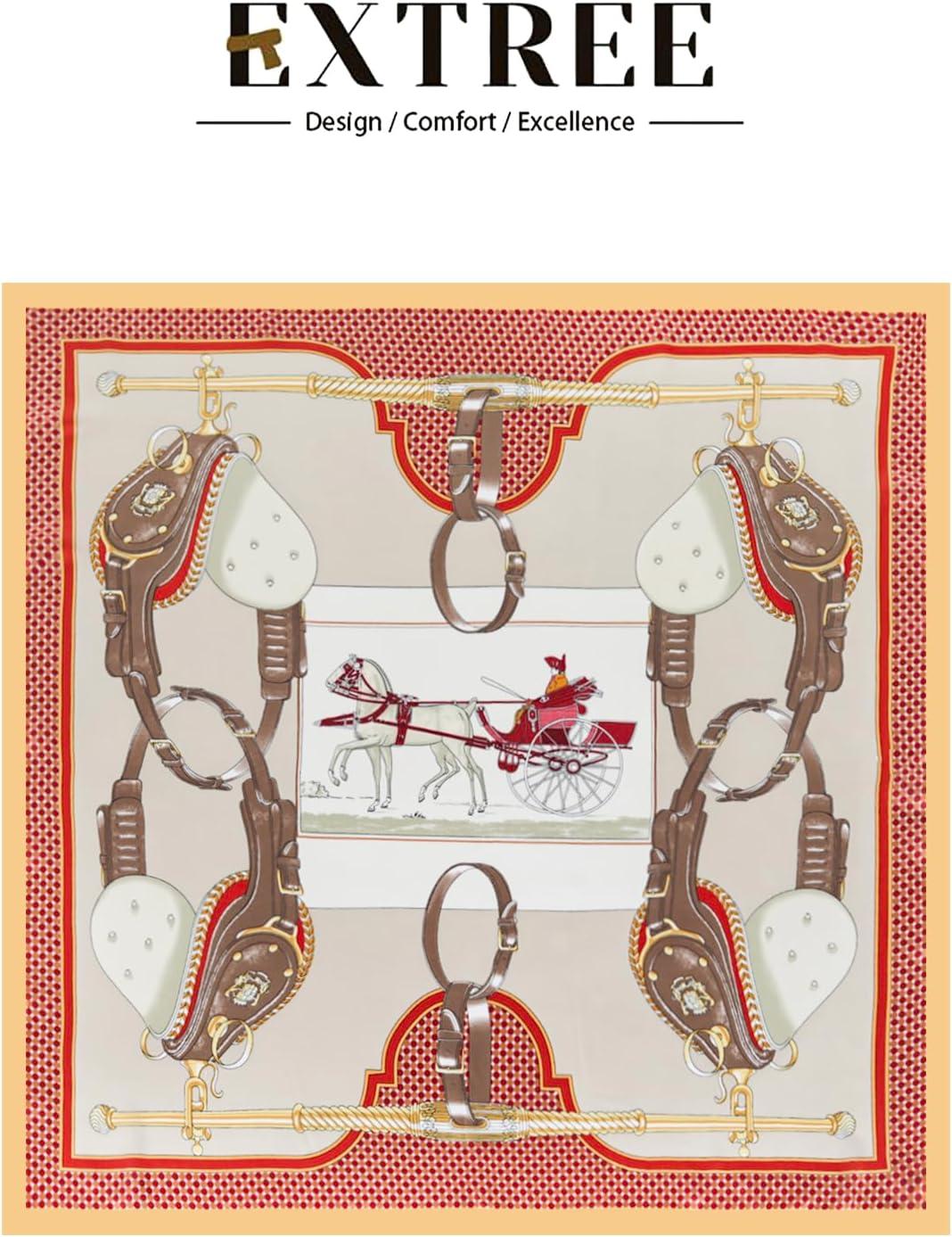 imageEXTREE Silk Feeling Scarf Medium Square Satin Head Scarf Sleeping Hair Wrapping for Women 275  275 inchesMr Carriage Offwhite